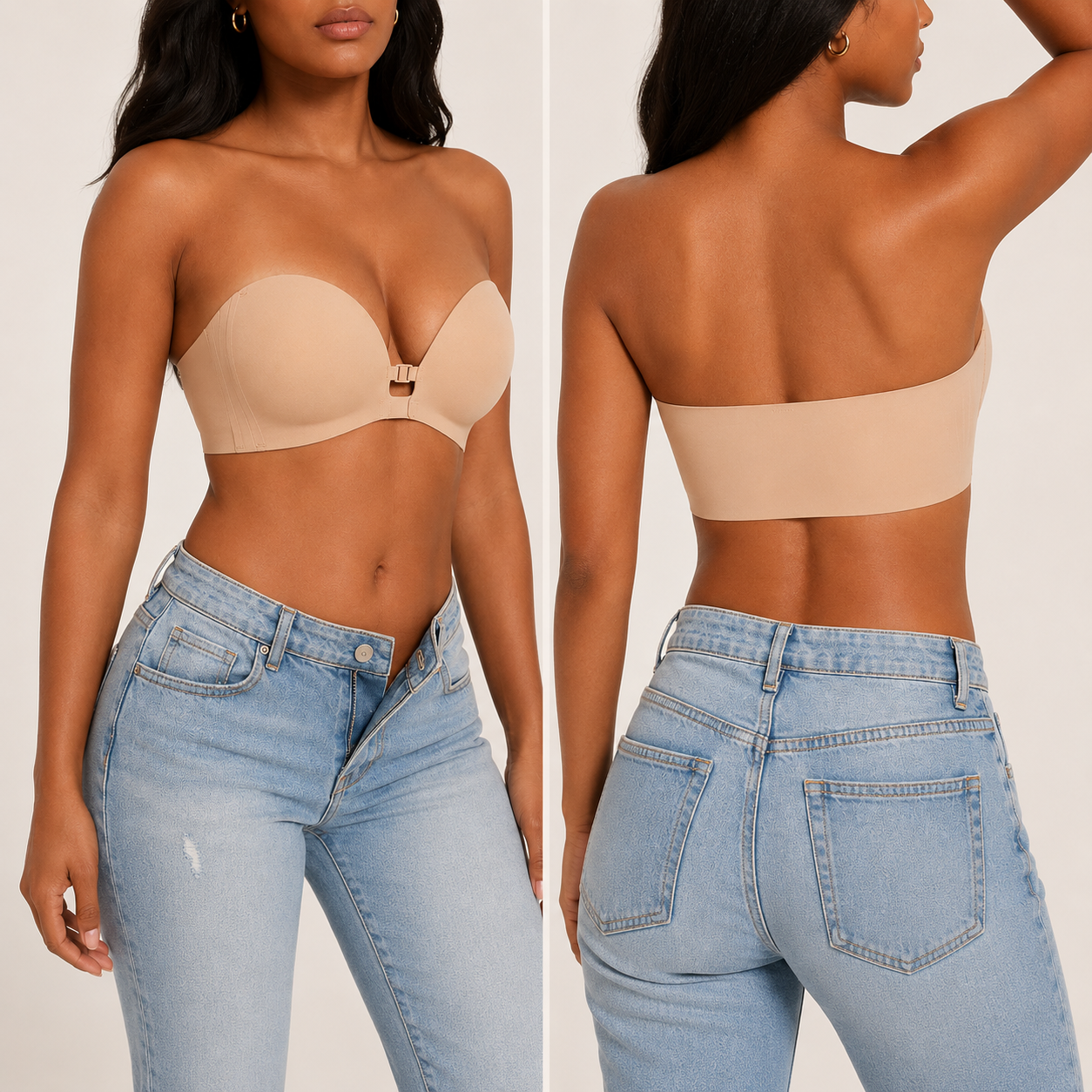 Strapless Front Closure Bra - Wireless with anti-slip